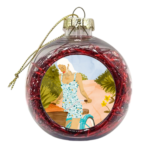 Biking In The Woods - xmas bauble by Uma Prabhakar Gokhale