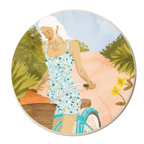 Biking In The Woods - personalised beer coaster by Uma Prabhakar Gokhale