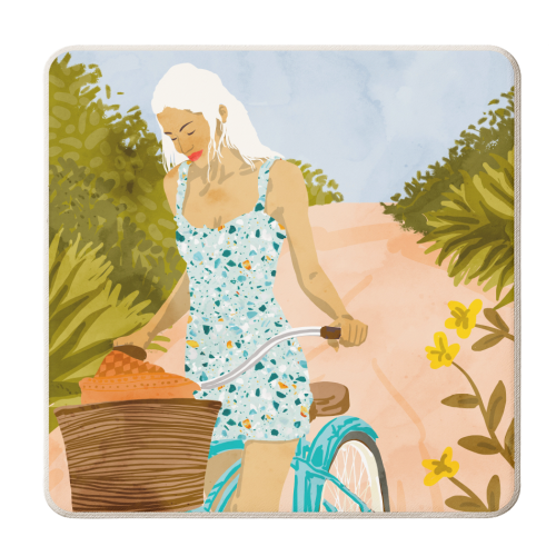 Biking In The Woods - personalised beer coaster by Uma Prabhakar Gokhale