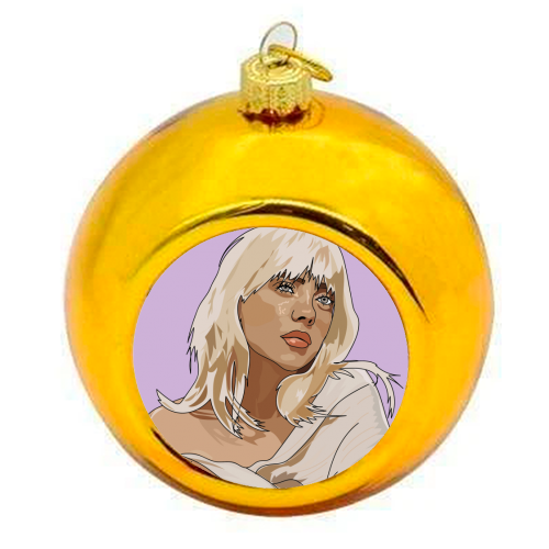 Billie Eilish Collection - colourful christmas bauble by Catherine Critchley.