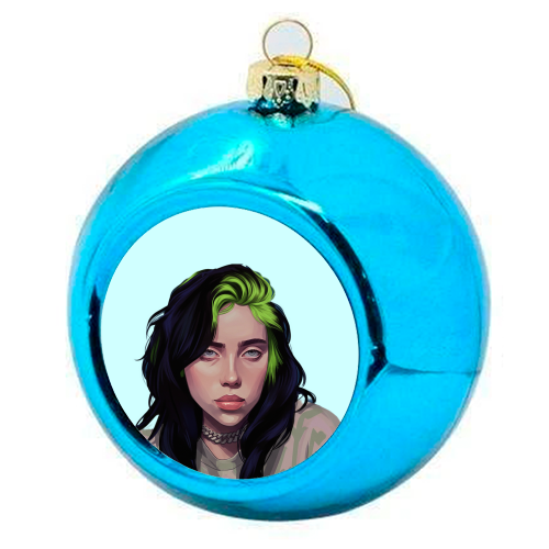 Billie Eilish Portrait - colourful christmas bauble by David Bond