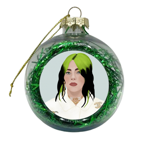 Billie Eilish Portrait - xmas bauble by Rock and Rose Creative