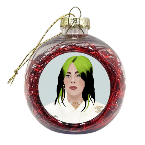 Billie Eilish Portrait - xmas bauble by Rock and Rose Creative