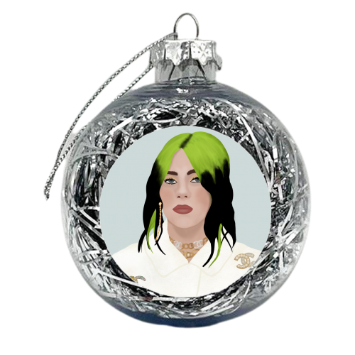 Billie Eilish Portrait - xmas bauble by Rock and Rose Creative
