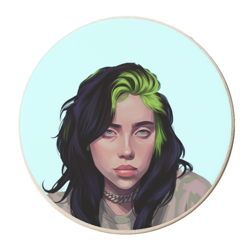 Billie Eilish Portrait - personalised beer coaster by David Bond