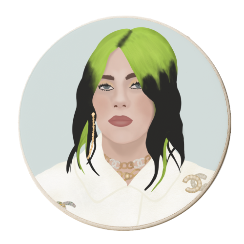 Billie Eilish Portrait - personalised beer coaster by Rock and Rose Creative