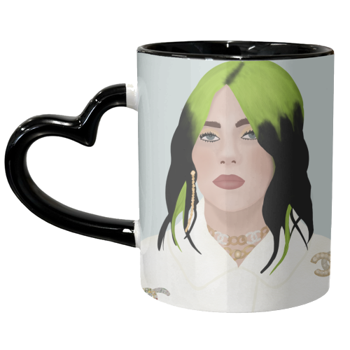Billie Eilish Portrait - unique mug by Rock and Rose Creative