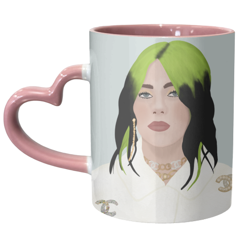 Billie Eilish Portrait - unique mug by Rock and Rose Creative