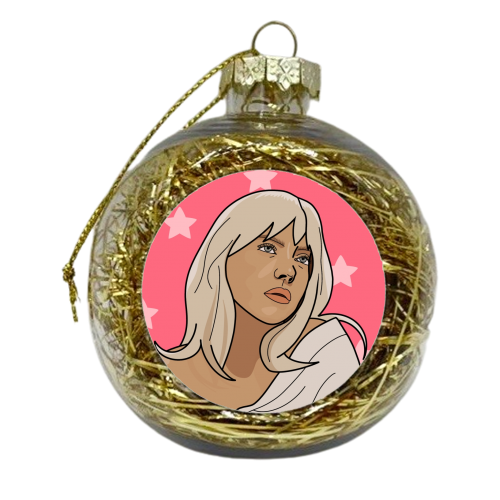 Billie eilish star print - xmas bauble by The Girl Next Draw