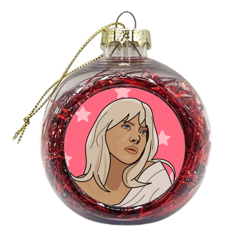 Billie eilish star print - xmas bauble by The Girl Next Draw