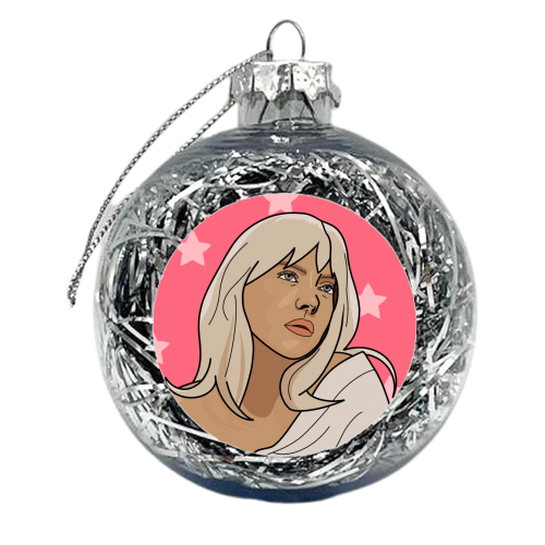 Billie eilish star print - xmas bauble by The Girl Next Draw