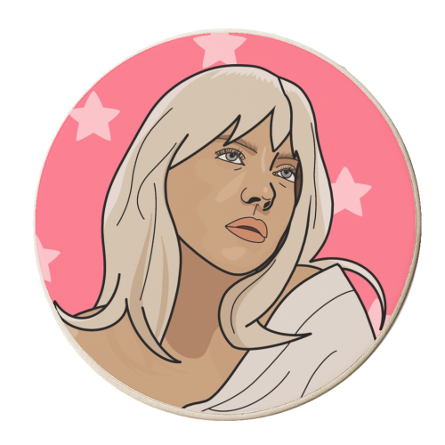 Billie eilish star print - personalised beer coaster by The Girl Next Draw