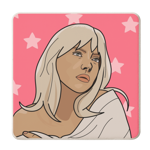 Billie eilish star print - personalised beer coaster by The Girl Next Draw