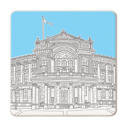 Birmingham Art Galley and Museum, UK, (pale blue version) - personalised beer coaster by Adam Regester