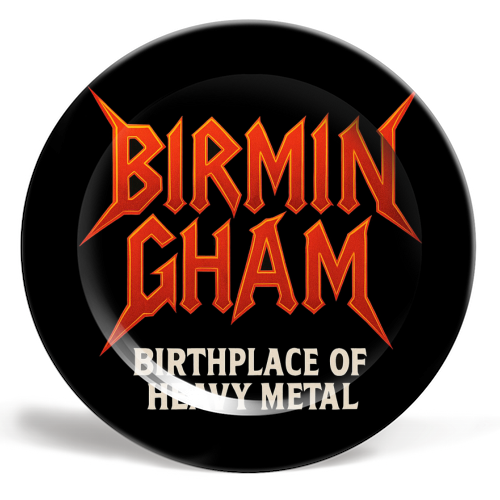 Birmingham - Birthplace of Heavy Metal - ceramic dinner plate by Ms Doodle