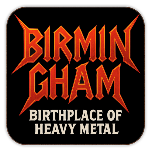 Birmingham - Birthplace of Heavy Metal - personalised beer coaster by Ms Doodle