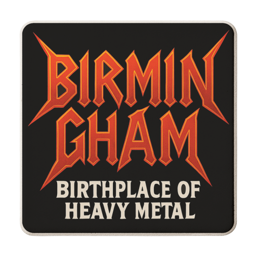 Birmingham - Birthplace of Heavy Metal - personalised beer coaster by Ms Doodle