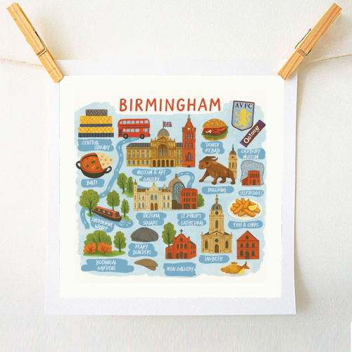 Birmingham City Map! - A1 - A4 art print by The Yellow Box