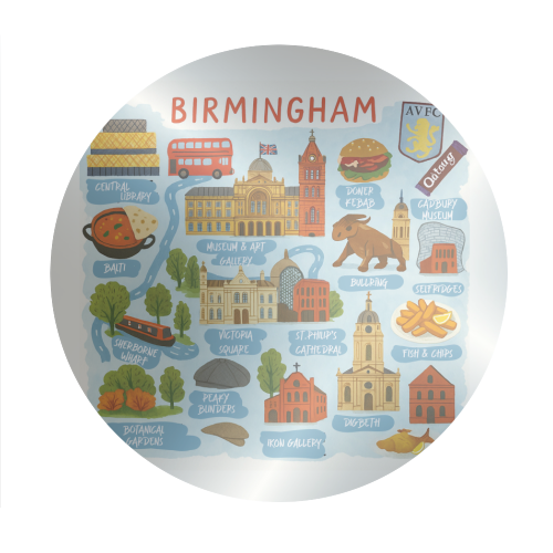 Birmingham City Map! - Circle Sticker by The Yellow Box