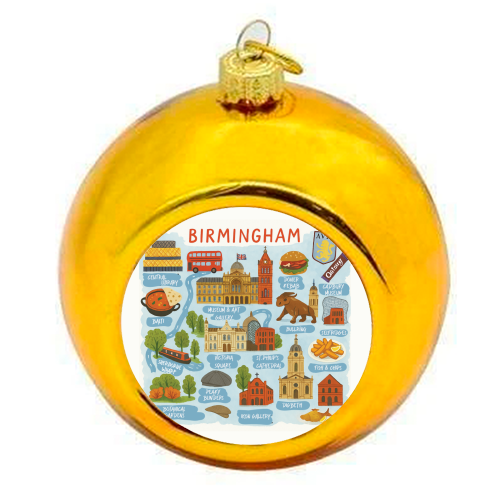 Birmingham City Map! - colourful christmas bauble by The Yellow Box
