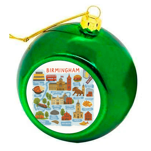 Birmingham City Map! - colourful christmas bauble by The Yellow Box