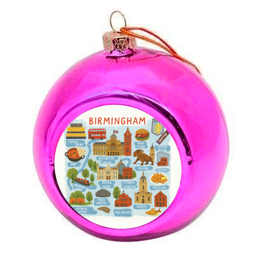 Birmingham City Map! - colourful christmas bauble by The Yellow Box