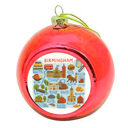 Birmingham City Map! - colourful christmas bauble by The Yellow Box