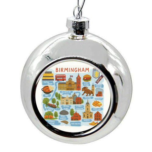 Birmingham City Map! - colourful christmas bauble by The Yellow Box