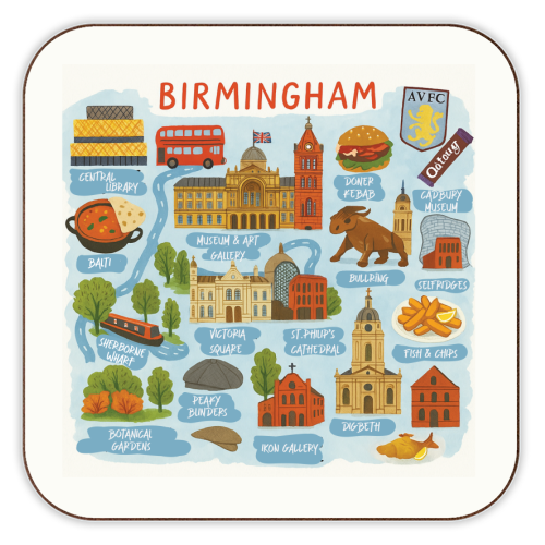 Birmingham City Map! - personalised beer coaster by The Yellow Box