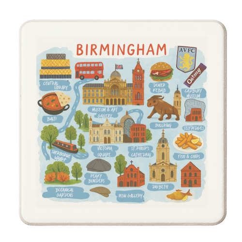 Birmingham City Map! - personalised beer coaster by The Yellow Box