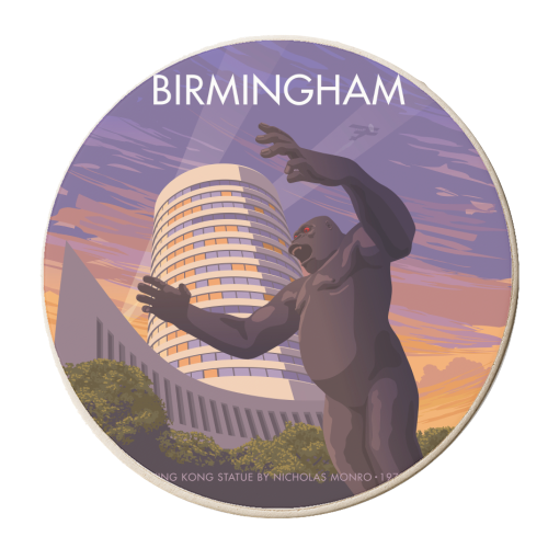 Birmingham, King Kong. - personalised beer coaster by Stephen Millership