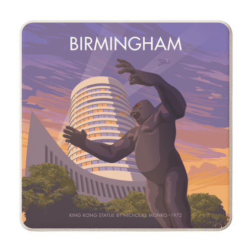 Birmingham, King Kong. - personalised beer coaster by Stephen Millership