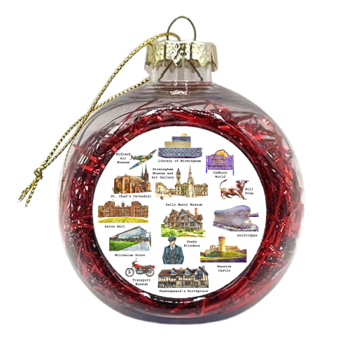 Birmingham Landmarks on White - xmas bauble by AP
