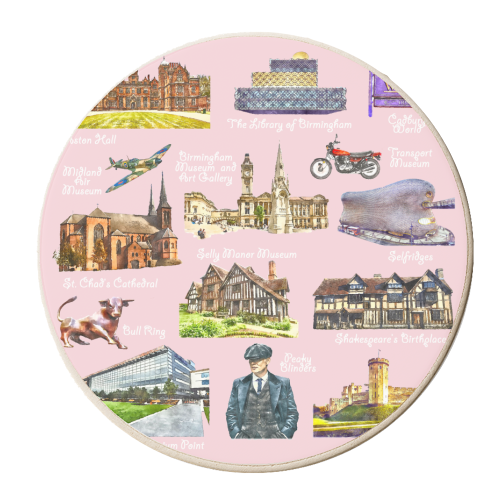 Birmingham Landmarks - personalised beer coaster by AP