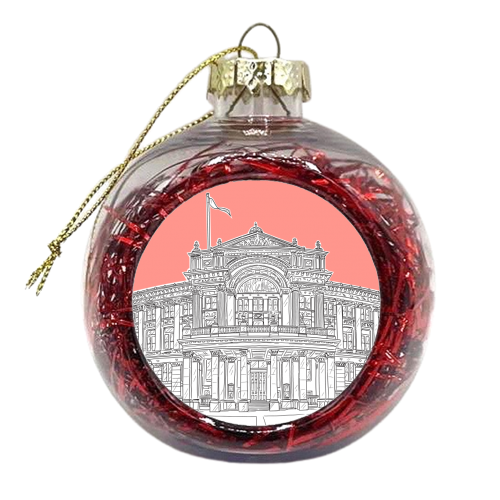 Birmingham Museum & Art Gallery (coral pink version) - xmas bauble by Adam Regester