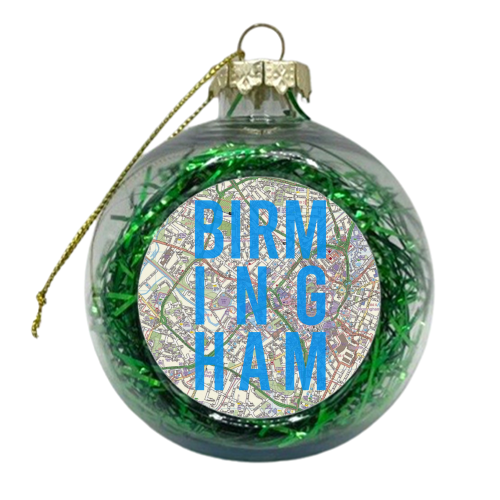 Birmingham typographic map print - xmas bauble by AP