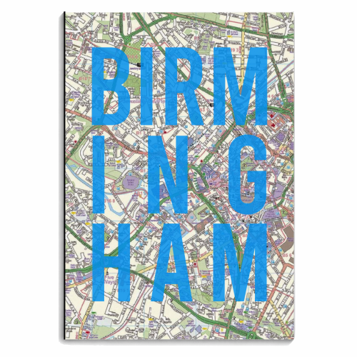 Birmingham typographic map print - personalised A4, A5, A6 notebook by AP