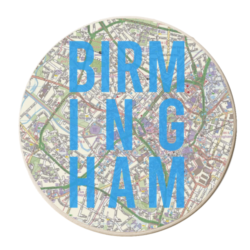 Birmingham typographic map print - personalised beer coaster by AP