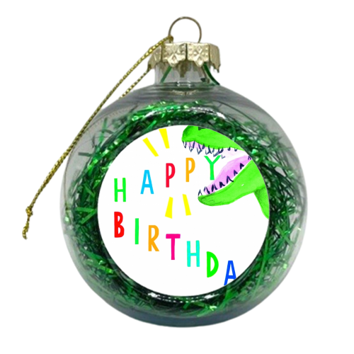 Birthday Dinosaur - xmas bauble by Dominic Early