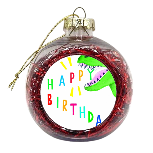 Birthday Dinosaur - xmas bauble by Dominic Early