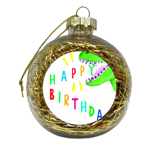 Birthday Dinosaur - xmas bauble by Dominic Early