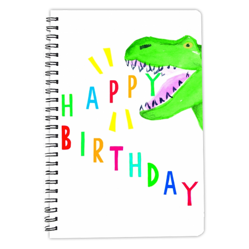 Birthday Dinosaur - personalised A4, A5, A6 notebook by Dominic Early