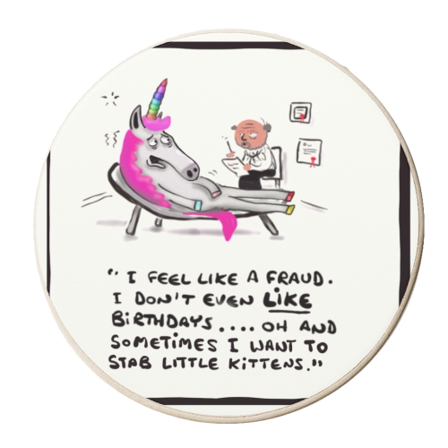 Birthday Unicorn - personalised beer coaster by David Black