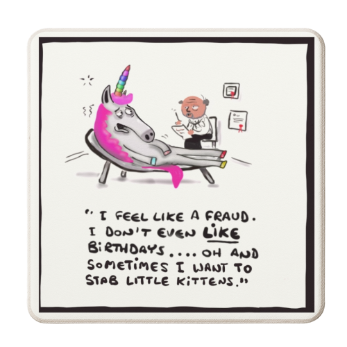 Birthday Unicorn - personalised beer coaster by David Black