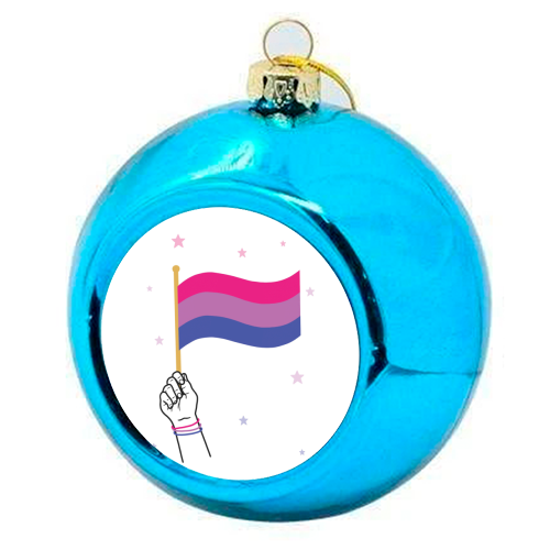 Bisexual coming out design - colourful christmas bauble by Loren Grosvenor