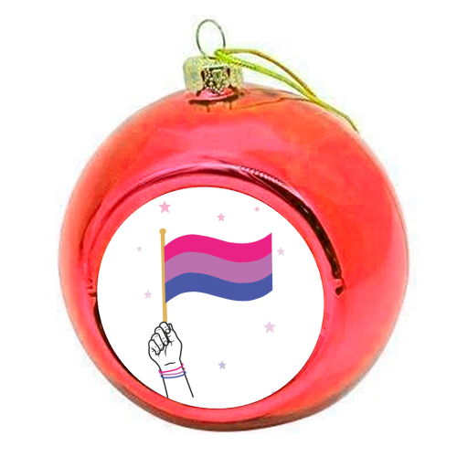Bisexual coming out design - colourful christmas bauble by Loren Grosvenor