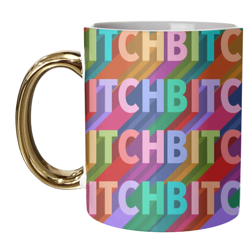 Bitch repeating pattern print - unique mug by The Girl Next Draw