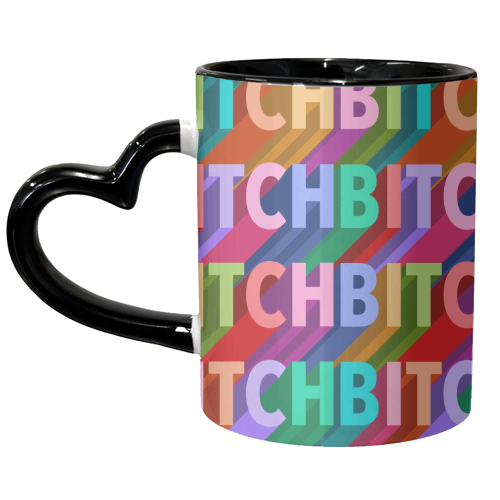 Bitch repeating pattern print - unique mug by The Girl Next Draw