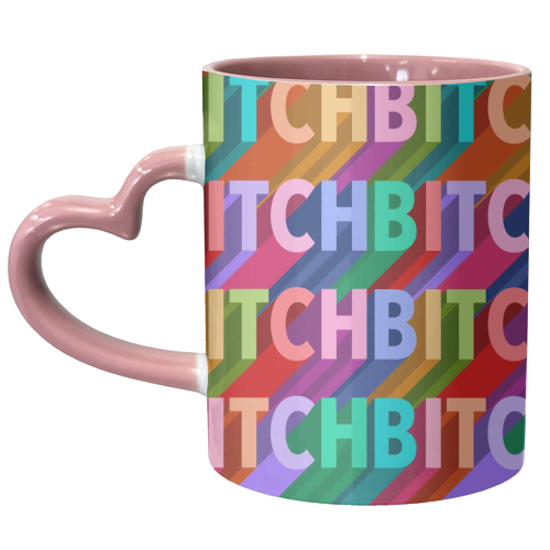 Bitch repeating pattern print - unique mug by The Girl Next Draw