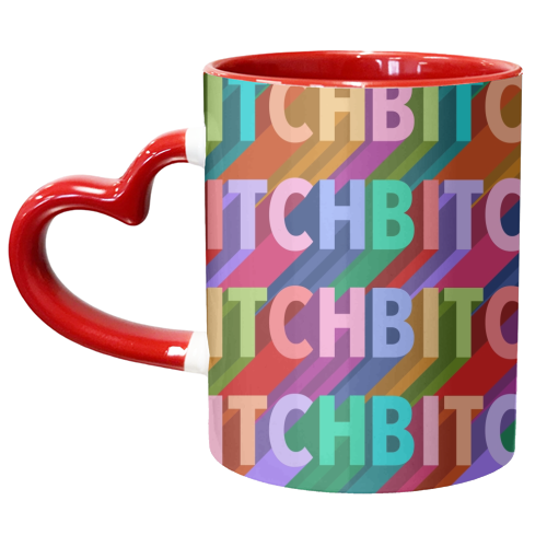 Bitch repeating pattern print - unique mug by The Girl Next Draw